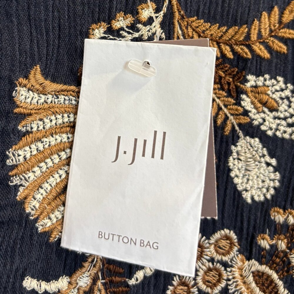 J.Jill Navy Blue Embroidered Sleeveless Tunic Top – Size L Petite (NWT) - Picture 5 of 11